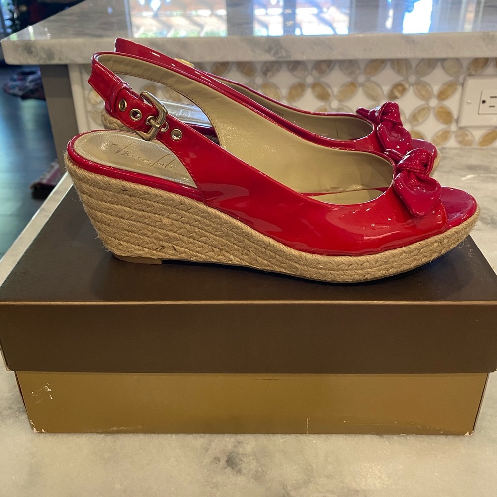 COPY - Franco Sarto Red Patent Espadrille Wedges Size 7.5